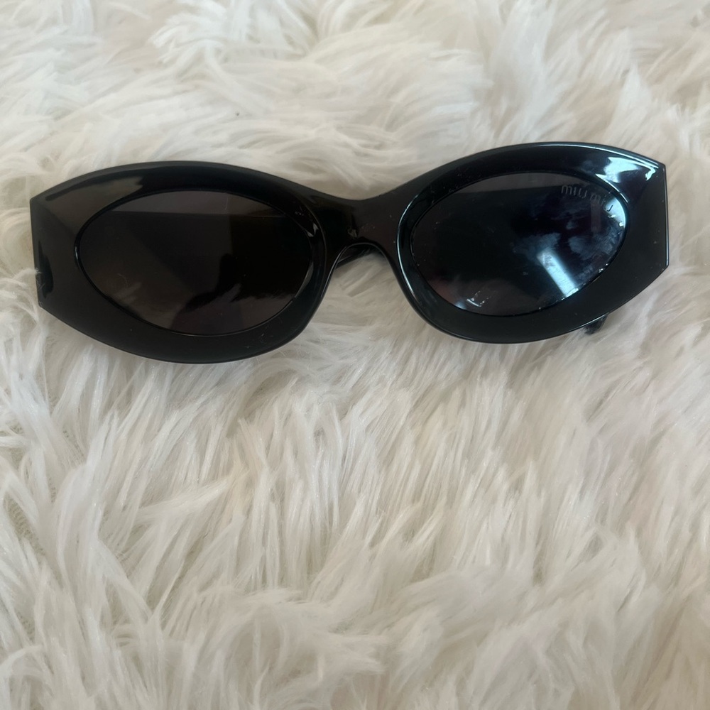 Miu Miu Sunglasses MU 11WS 1AB5S0 Black Gold Dark Grey Lens Women Authentic